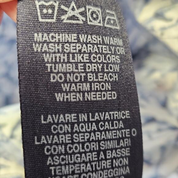 Robert Graham Shirt Blue Shark Flip Cuff Short Sleeve Dress Mens Medium - Picture 6 of 7